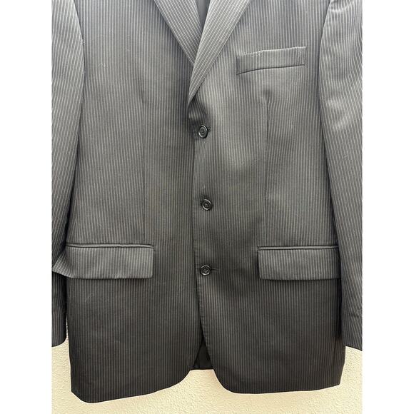 Apt. 9 Mens Suit Coat Size 38R Black Pinstripe Three Button Up Single Breasted - Picture 3 of 15
